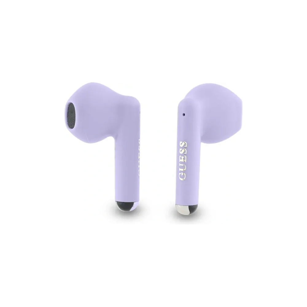 Bezprzewodowe słuchawki douszne Guess Bluetooth GUTWSJ14ESGU TWS + stacja dokująca Printed Classic Logo fioletowy/purple