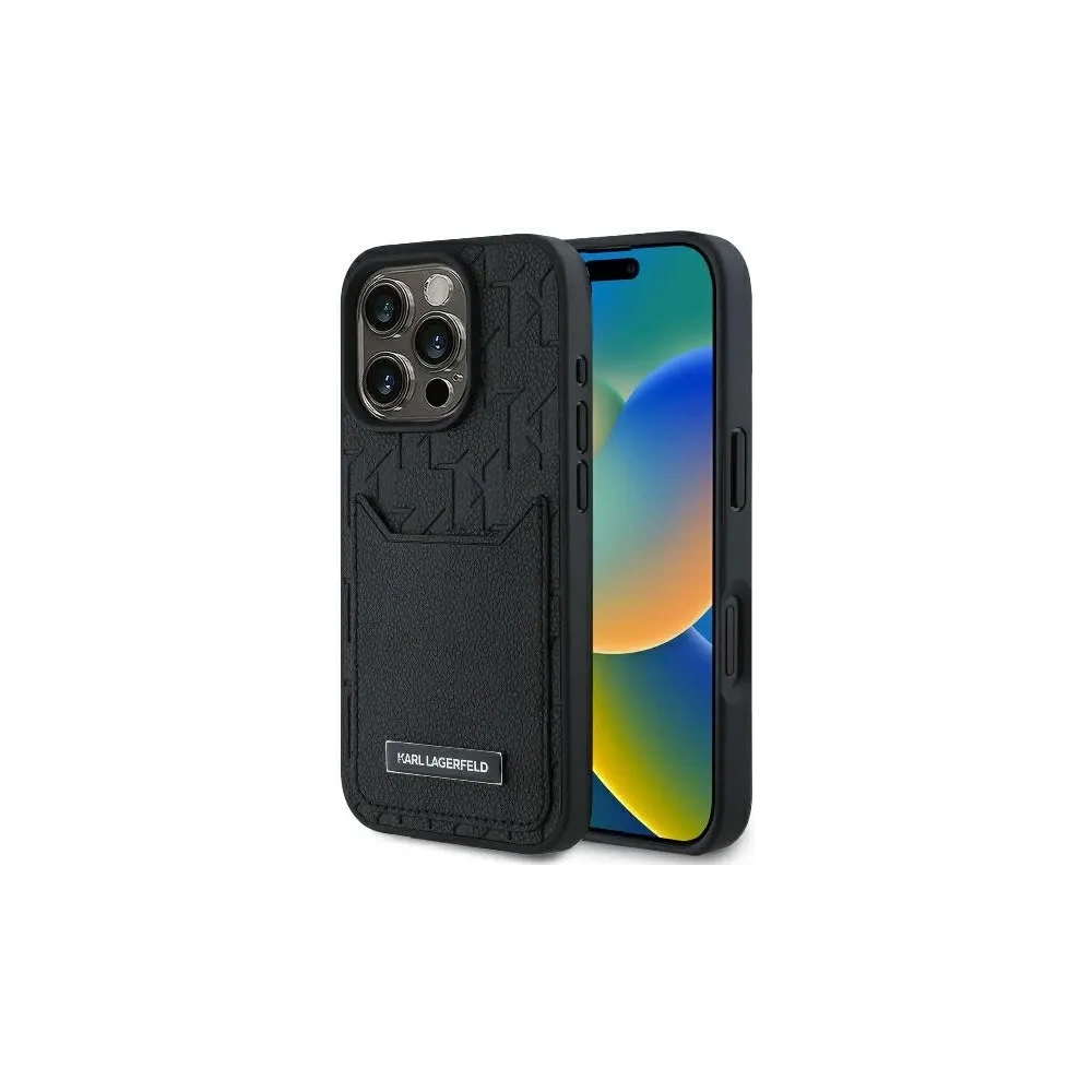 Etui Karl Lagerfeld KLHCP16LPGKHPRPK Apple iPhone 16 Pro hardcase Cardslots Monogram czarny/black