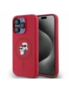 Karl Lagerfeld KLHMP15LSCMKCRHR Apple iPhone 15 Pro hardcase Silicone Karl&Choupette Heads Ring MagSafe red