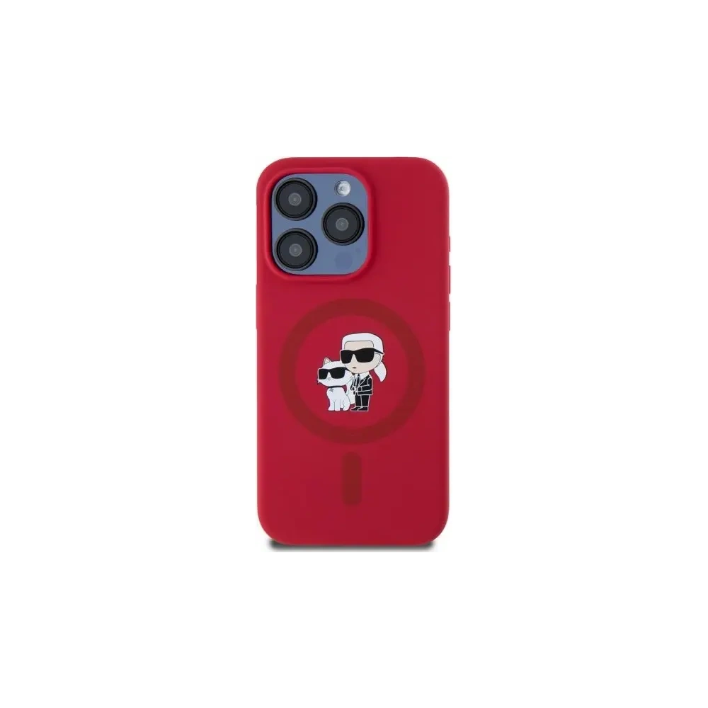 Etui Karl Lagerfeld KLHMP15LSCMKCRHR Apple iPhone 15 Pro hardcase Silicone Karl&Choupette Heads Ring MagSafe czerwony/red