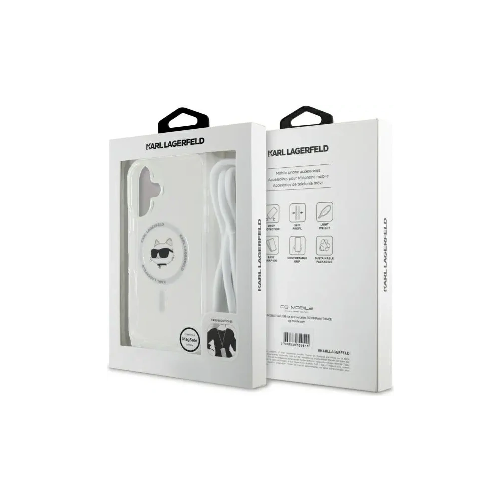 Etui Karl Lagerfeld KLHMP16SHCCHNT Apple iPhone 16 hardcase IML Choupette Head & Cord Magsafe transparent