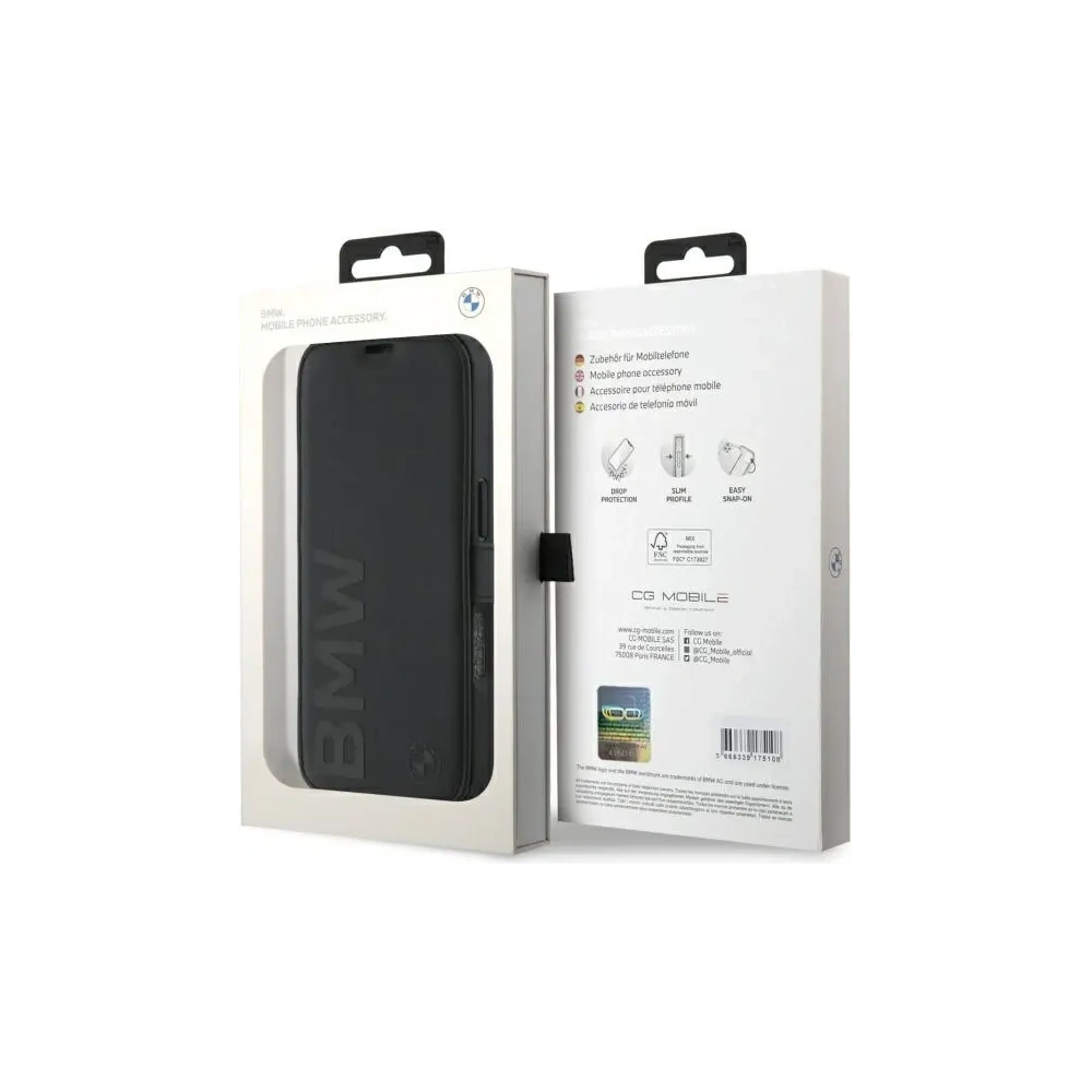 Etui BMW BMBKP16X23RMRLK Apple iPhone 16 Pro Max bookcase Signature Leather Wordmark czarny/black