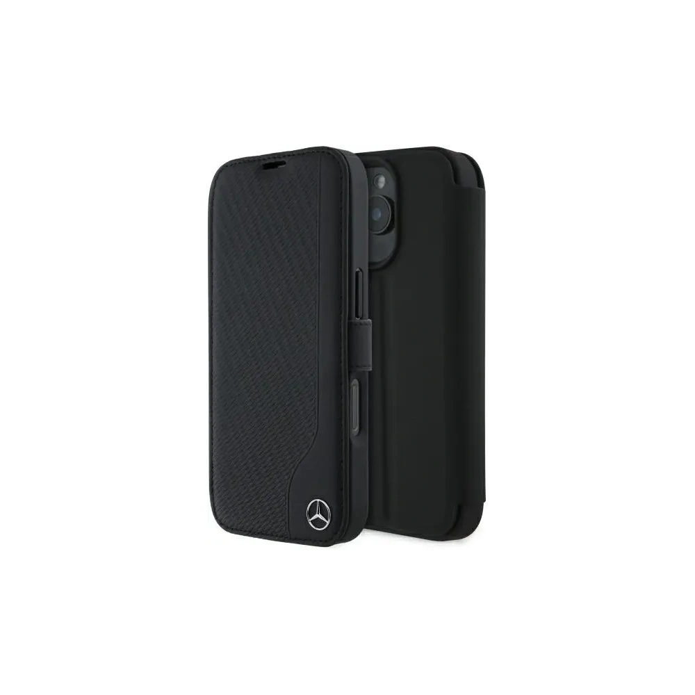 Etui Mercedes MEBKP16L23RBGVK Apple iPhone 16 Pro bookcase Leather Wood Imitation czarny/black