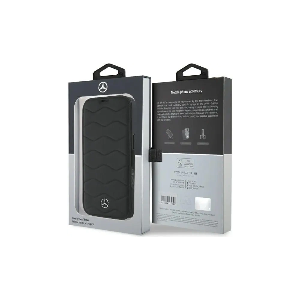 Etui Mercedes MEBKP16X23RWRSK Apple iPhone 16 Pro Max bookcase MB Waves Leather czarny/black