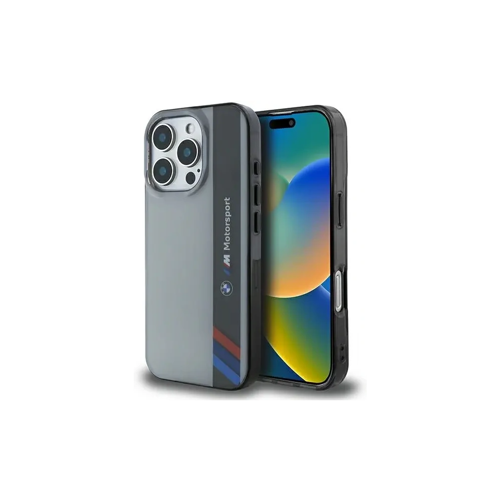 Etui BMW BMHCP16L23HTFEG Apple iPhone 16 Pro hardcase Motorsport IML Vertical Stripe szary/grey