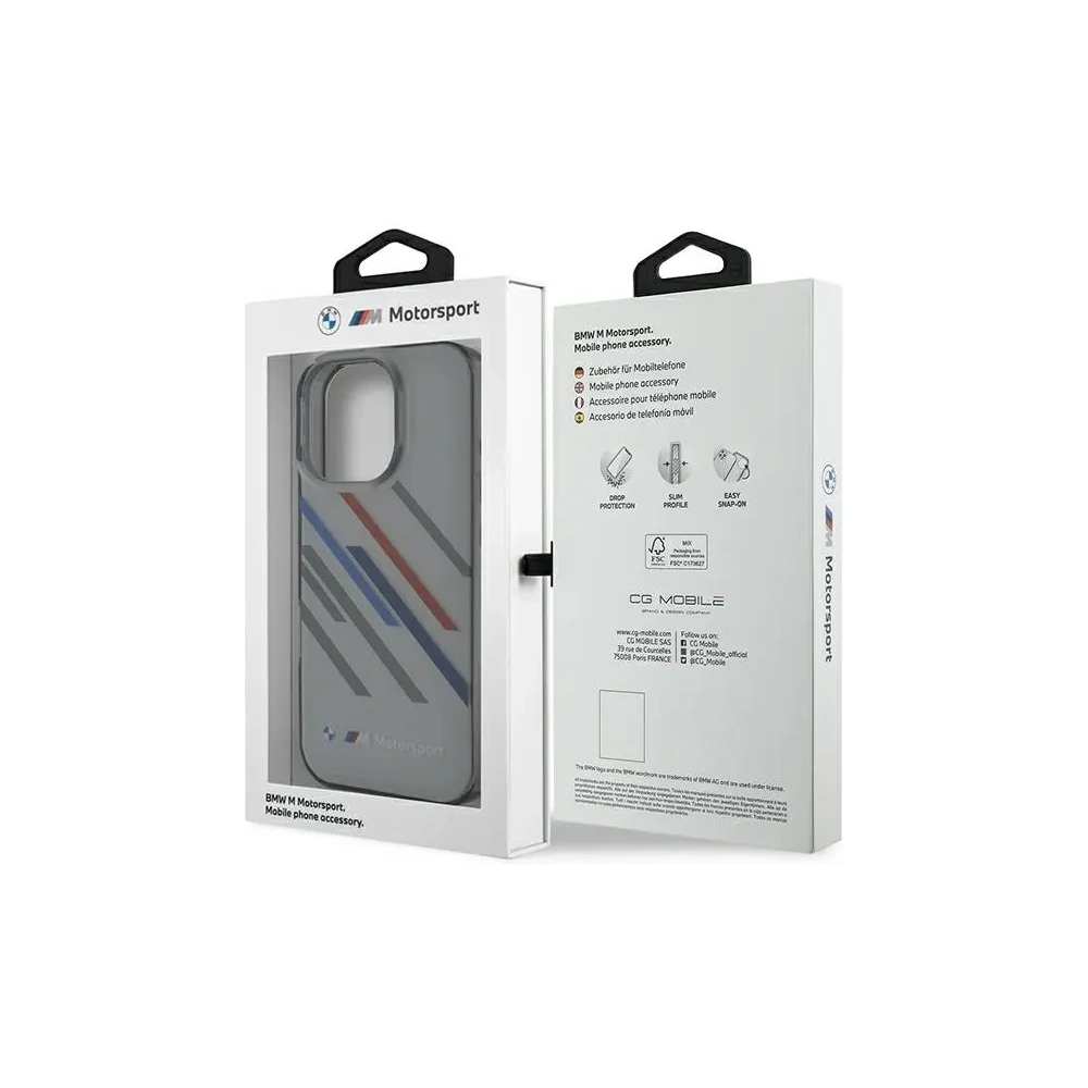 Etui BMW BMHCP16L23HTRAG Apple iPhone 16 Pro hardcase Motorsport IML Random Stripes szary/grey