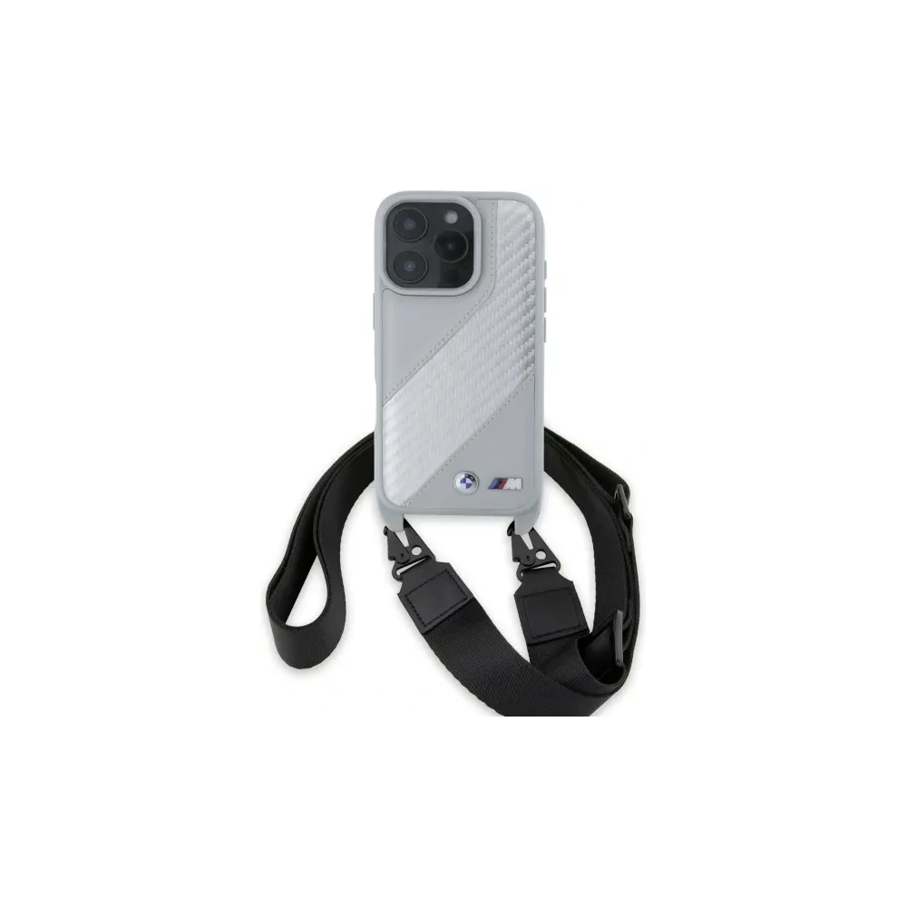 Etui BMW BMHCP16L23PSCCG Apple iPhone 16 Pro hardcase M Edition Carbon Stripe & Strap szary/grey