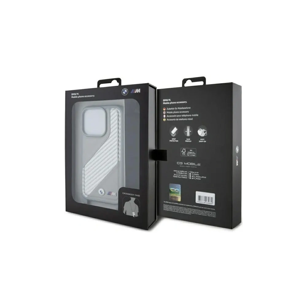 Etui BMW BMHCP16L23PSCCG Apple iPhone 16 Pro hardcase M Edition Carbon Stripe & Strap szary/grey