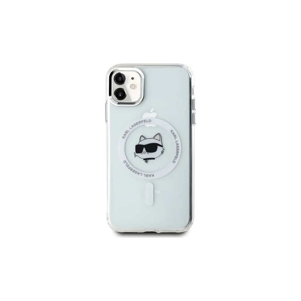 Etui Karl Lagerfeld KLHMN61HLSCHH Apple iPhone 11 / XR hardcase IML Metal Choupette Head MagSafe biały/white