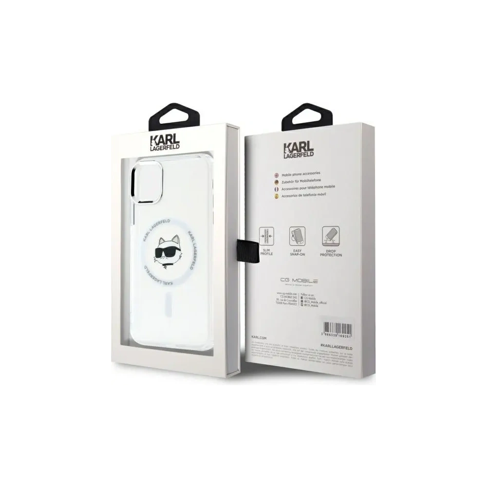 Etui Karl Lagerfeld KLHMN61HLSCHH Apple iPhone 11 / XR hardcase IML Metal Choupette Head MagSafe biały/white