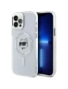 Karl Lagerfeld KLHMP12MHLSCHH Apple iPhone 12 / 12 Pro Hartschale IML Metall Choupette Kopf MagSafe weiß