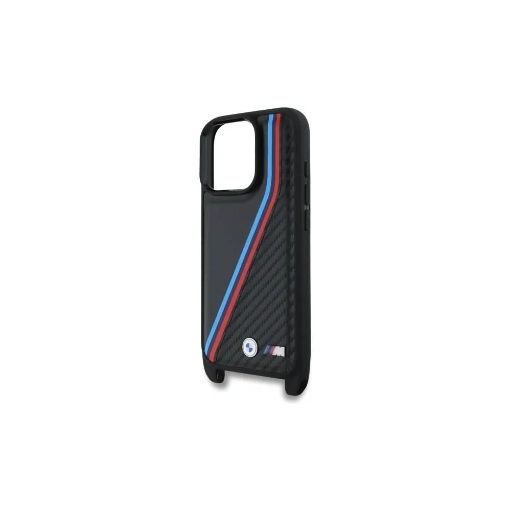 Etui BMW BMHCP16L23PSVTK Apple iPhone 16 Pro hardcase M Edition Carbon Tricolor Lines & Strap czarny/black