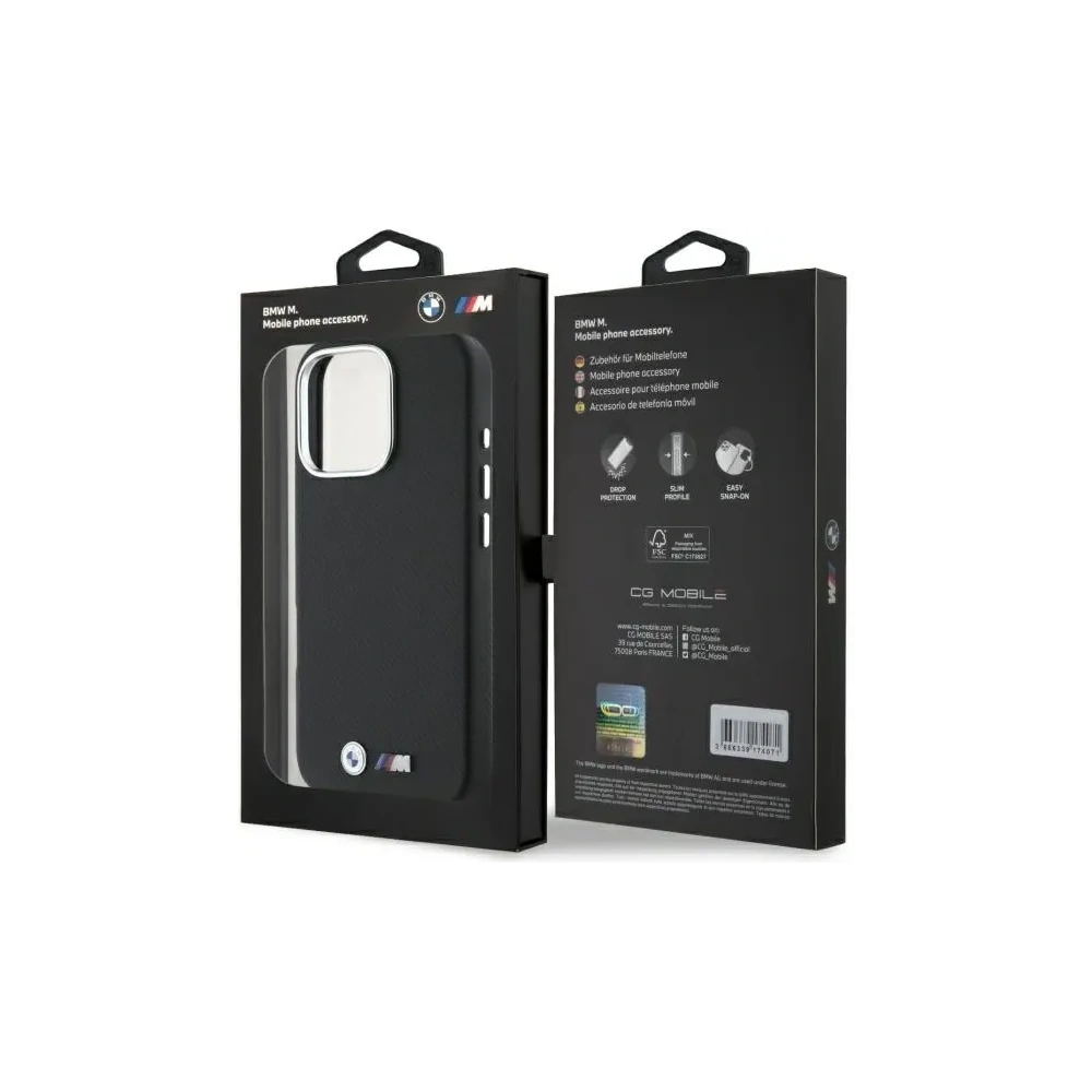 Etui BMW BMHCP16L23PUFWKEV Apple iPhone 16 Pro hardcase M Edition Kevlar wrapped metal czarny/black