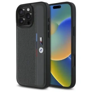Buy BMW BMHCP16L23PUPVA Apple iPhone 16 Pro hardcase M Perforated Tricolor Detail Line anthracite - BMW742 - {ean13} - Home Screen Store Europe