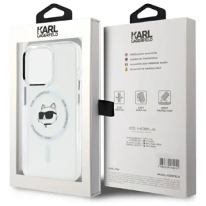 Buy Karl Lagerfeld KLHMP15LHLSCHH Apple iPhone 15 Pro hardcase IML Metal Choupette Head MagSafe white - KLD21827 - {ean13} - Home Screen Store Europe