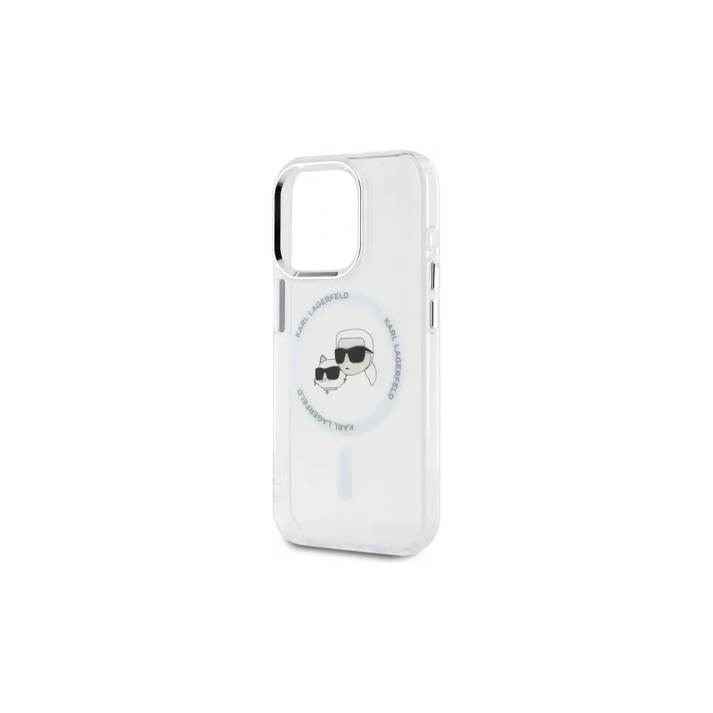 Etui Karl Lagerfeld KLHMP15LHLSKCH Apple iPhone 15 Pro hardcase IML Metal Karl&Choupette Head MagSafe biały/white