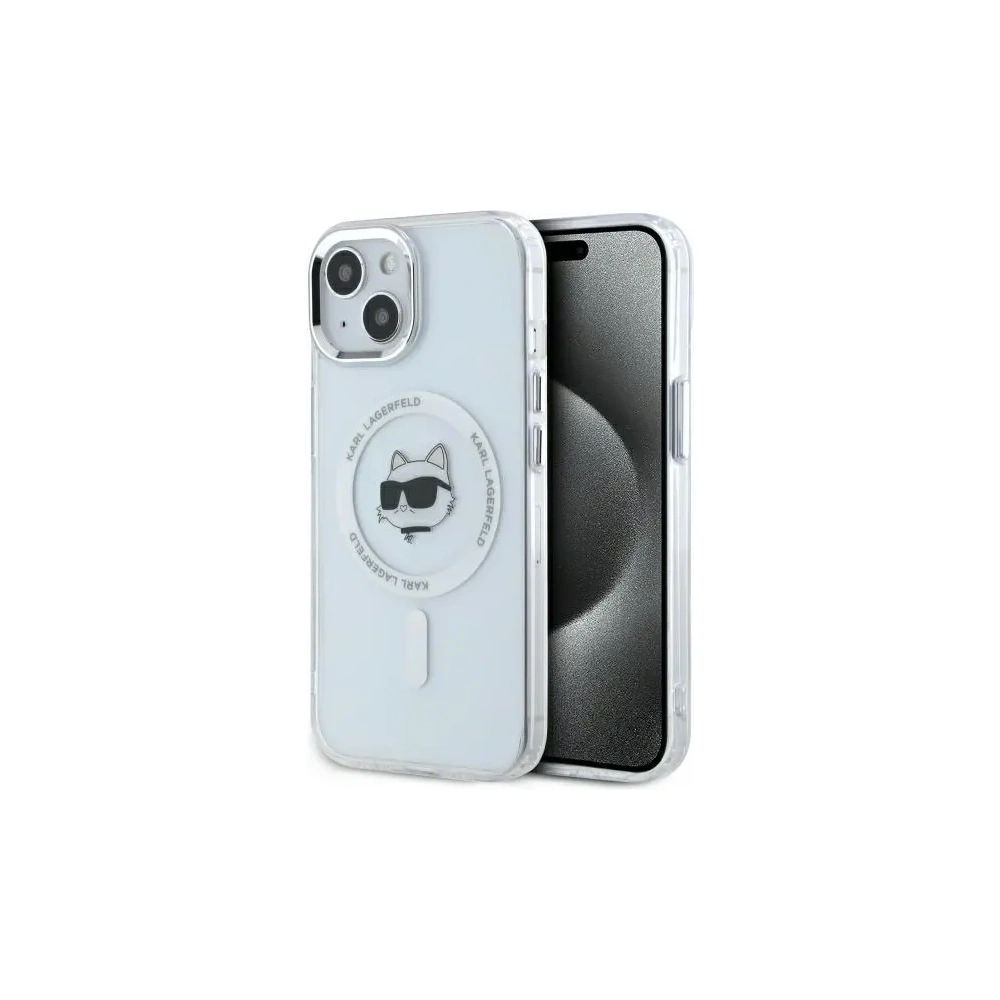 Etui Karl Lagerfeld KLHMP15MHLSCHH Apple iPhone 15 Plus hardcase IML Metal Choupette Head MagSafe biały/white