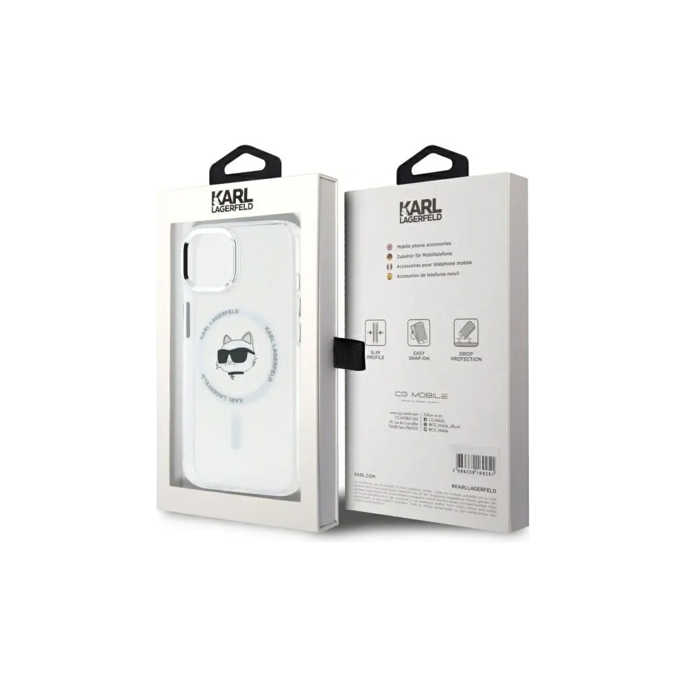 Etui Karl Lagerfeld KLHMP15MHLSCHH Apple iPhone 15 Plus hardcase IML Metal Choupette Head MagSafe biały/white