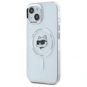 Buy Karl Lagerfeld KLHMP15SHLSCHH Apple iPhone 15 hardcase IML Metal Choupette Head MagSafe white - KLD21830 - {ean13} - Home Screen Store Europe