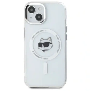 Buy Karl Lagerfeld KLHMP15SHLSCHH Apple iPhone 15 hardcase IML Metal Choupette Head MagSafe white - KLD21830 - {ean13} - Home Screen Store Europe