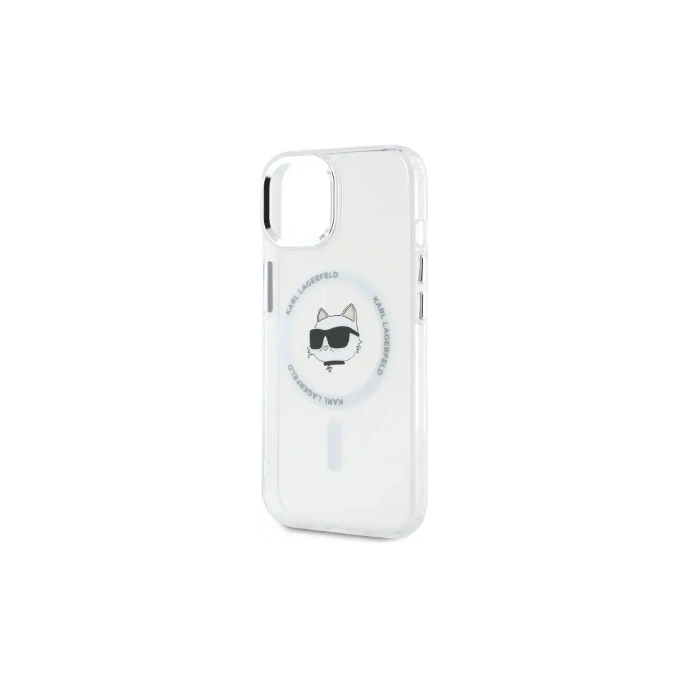 Etui Karl Lagerfeld KLHMP15SHLSCHH Apple iPhone 15 hardcase IML Metal Choupette Head MagSafe biały/white
