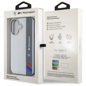 Kup BMW BMHCP16M23HTFEG Apple iPhone 16 Plus carcasă dură Motorsport IML Vertical Stripe gri - BMW746 - {ean13} - Sklep Home Screen