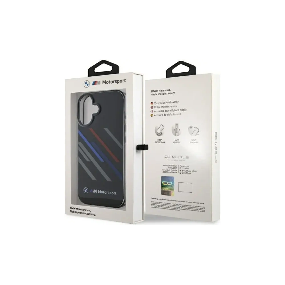 Etui BMW BMHCP16M23HTRAK Apple iPhone 16 Plus hardcase Motorsport IML Random Stripes czarny/black