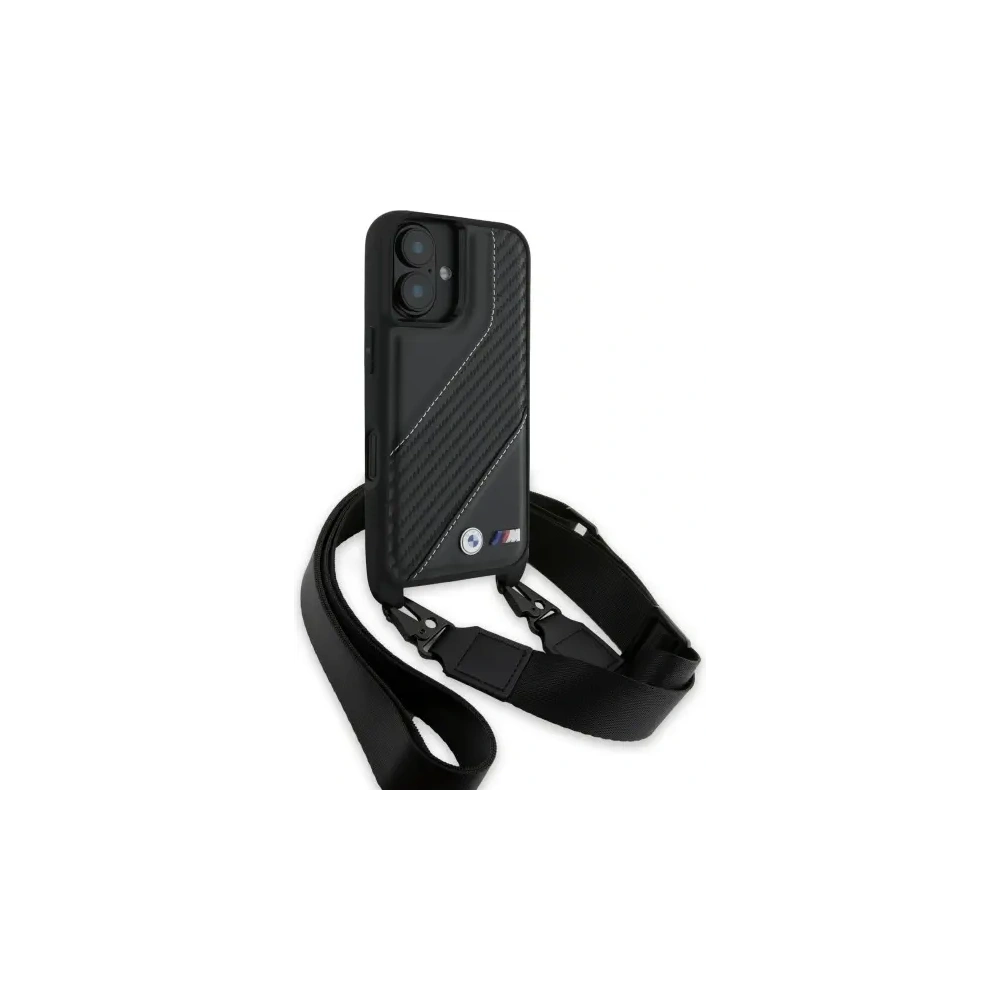 Etui BMW BMHCP16M23PSCCK Apple iPhone 16 Plus hardcase M Edition Carbon Stripe & Strap czarny/black