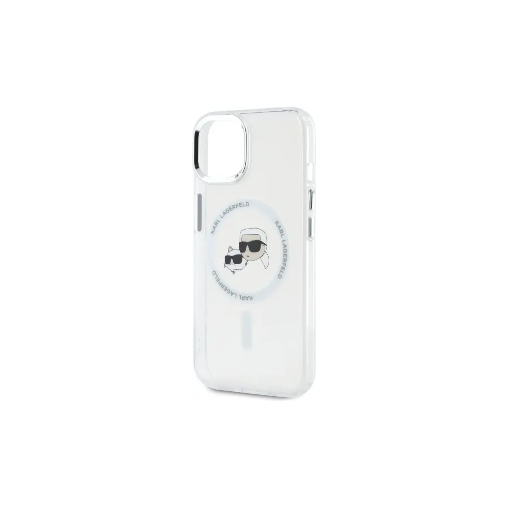 Etui Karl Lagerfeld KLHMP15SHLSKCH Apple iPhone 15 hardcase IML Metal Karl&Choupette Head MagSafe biały/white