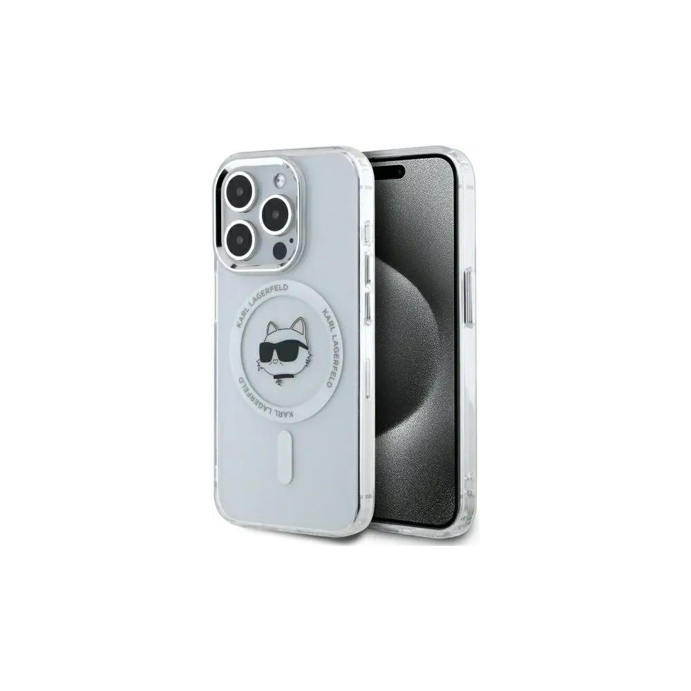 Etui Karl Lagerfeld KLHMP15XHLSCHH Apple iPhone 15 Pro Max hardcase IML Metal Choupette Head MagSafe biały/white