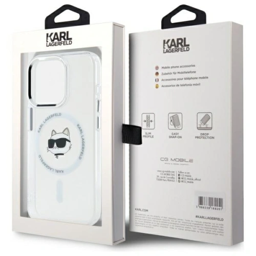 Buy Karl Lagerfeld KLHMP15XHLSCHH Apple iPhone 15 Pro Max hardcase IML Metal Choupette Head MagSafe white - KLD21832 - {ean13} - Home Screen Store Europe