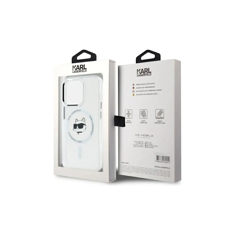 Etui Karl Lagerfeld KLHMP15XHLSCHH Apple iPhone 15 Pro Max hardcase IML Metal Choupette Head MagSafe biały/white