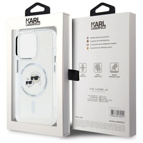 Buy Karl Lagerfeld KLHMP15XHLSKCH Apple iPhone 15 Pro Max hardcase IML Metal Karl&Choupette Head MagSafe white - KLD21833 - {ean13} - Home Screen Store Europe