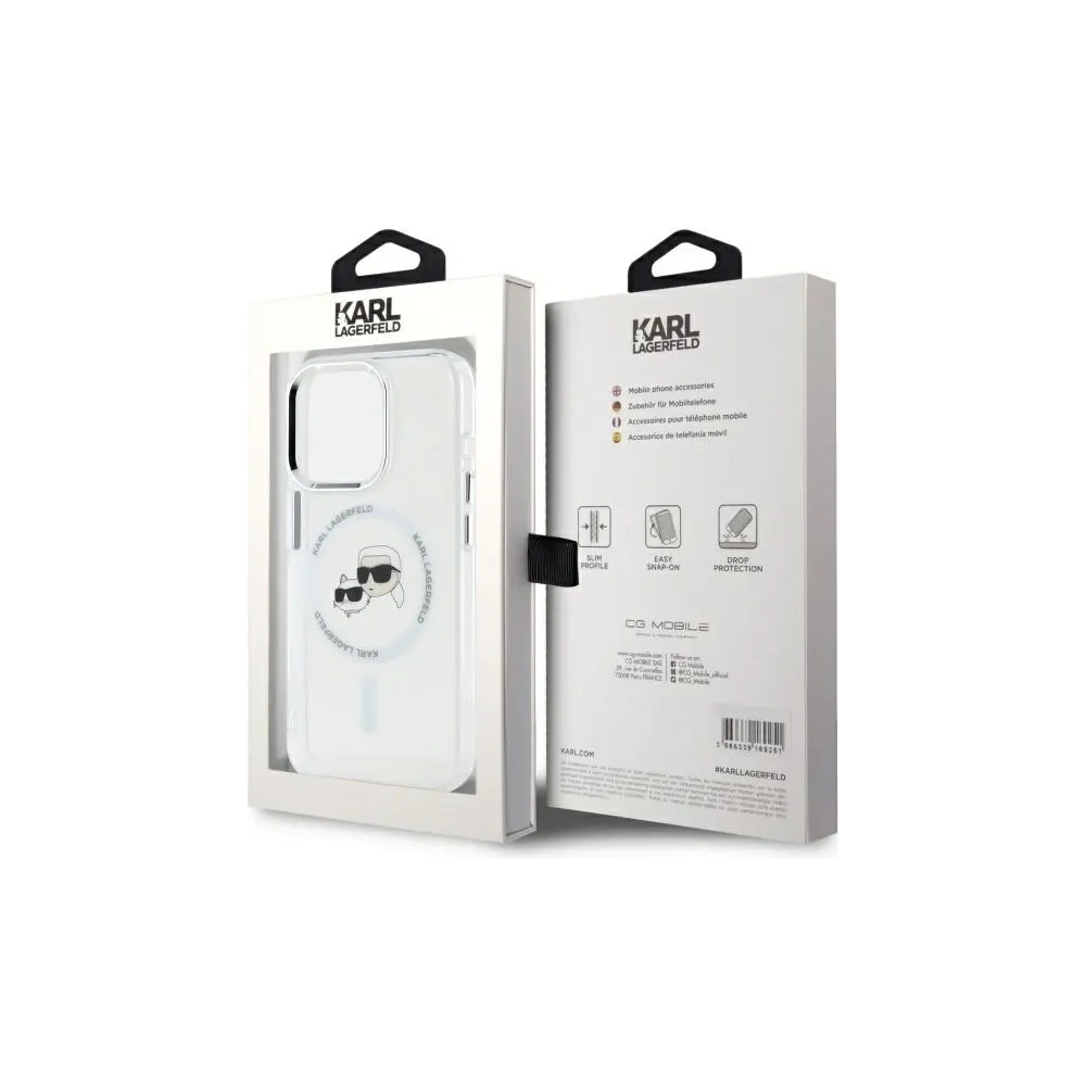 Etui Karl Lagerfeld KLHMP15XHLSKCH Apple iPhone 15 Pro Max hardcase IML Metal Karl&Choupette Head MagSafe biały/white
