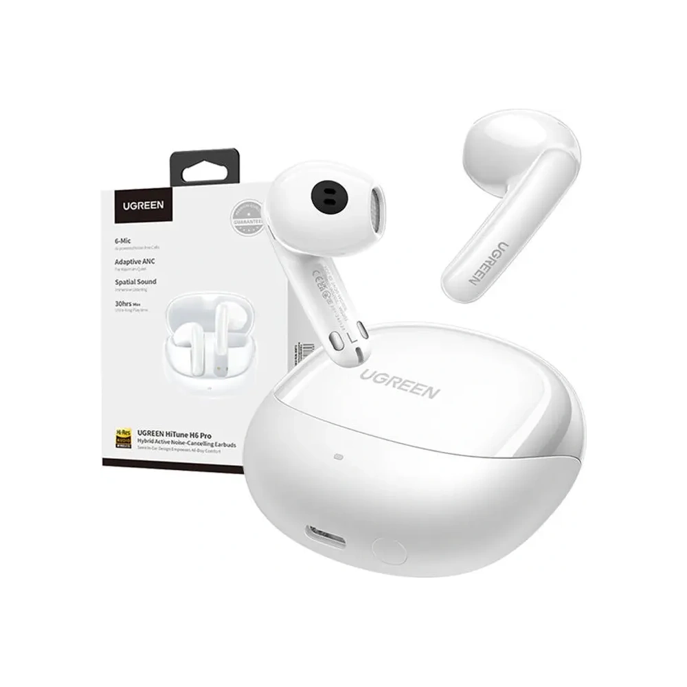 Bezprzewodowe słuchawki douszne UGREEN HiTune H6 Pro Hybrid z redukcją szumów WS203 (białe)