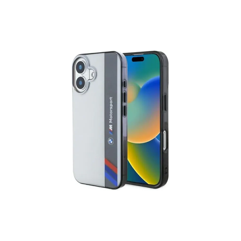Etui BMW BMHCP16S23HTFEG Apple iPhone 16 hardcase Motorsport IML Vertical Stripe szary/grey