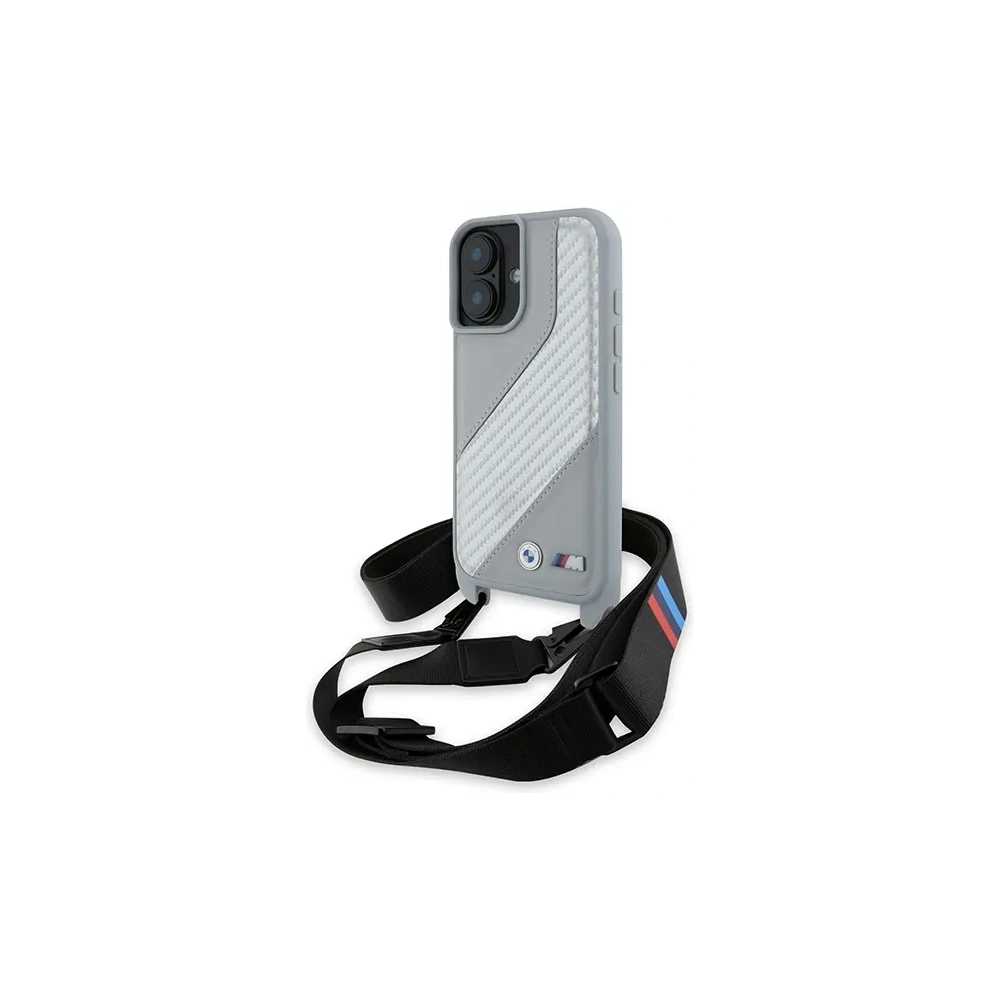 Etui BMW BMHCP16S23PSCCG Apple iPhone 16 hardcase M Edition Carbon Stripe & Strap szary/grey
