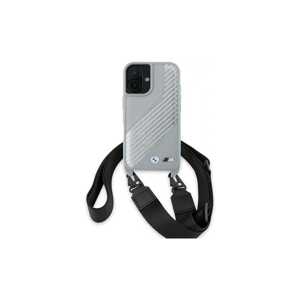 Etui BMW BMHCP16S23PSCCG Apple iPhone 16 hardcase M Edition Carbon Stripe & Strap szary/grey