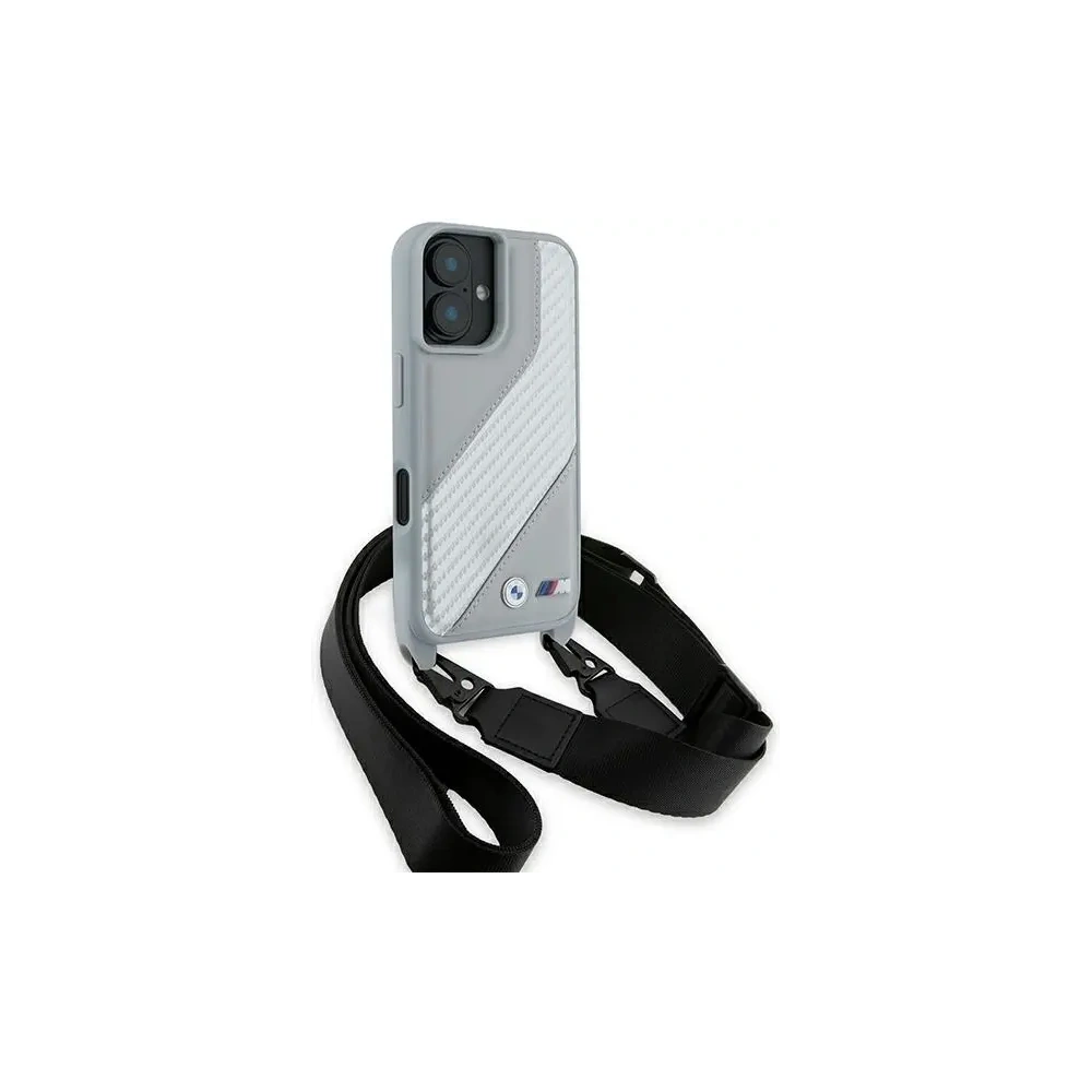 Etui BMW BMHCP16S23PSCCG Apple iPhone 16 hardcase M Edition Carbon Stripe & Strap szary/grey