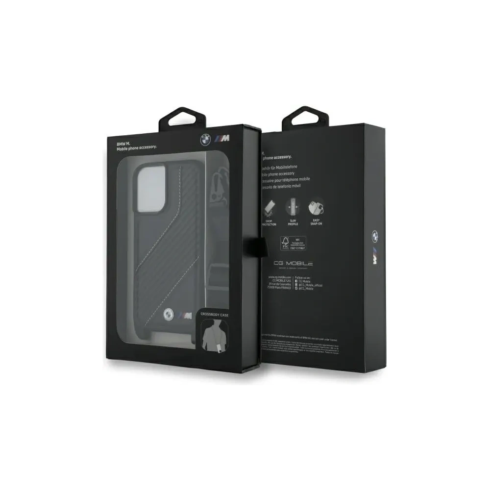 Etui BMW BMHCP16S23PSCCK Apple iPhone 16 hardcase M Edition Carbon Stripe & Strap czarny/black