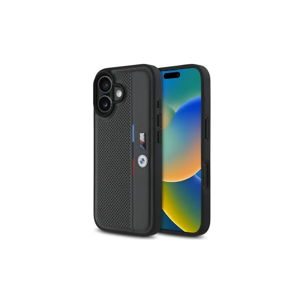 Etui BMW BMHCP16S23PUPVA Apple iPhone 16 hardcase M Perforated Tricolor Detail Line antracyt/anthracite