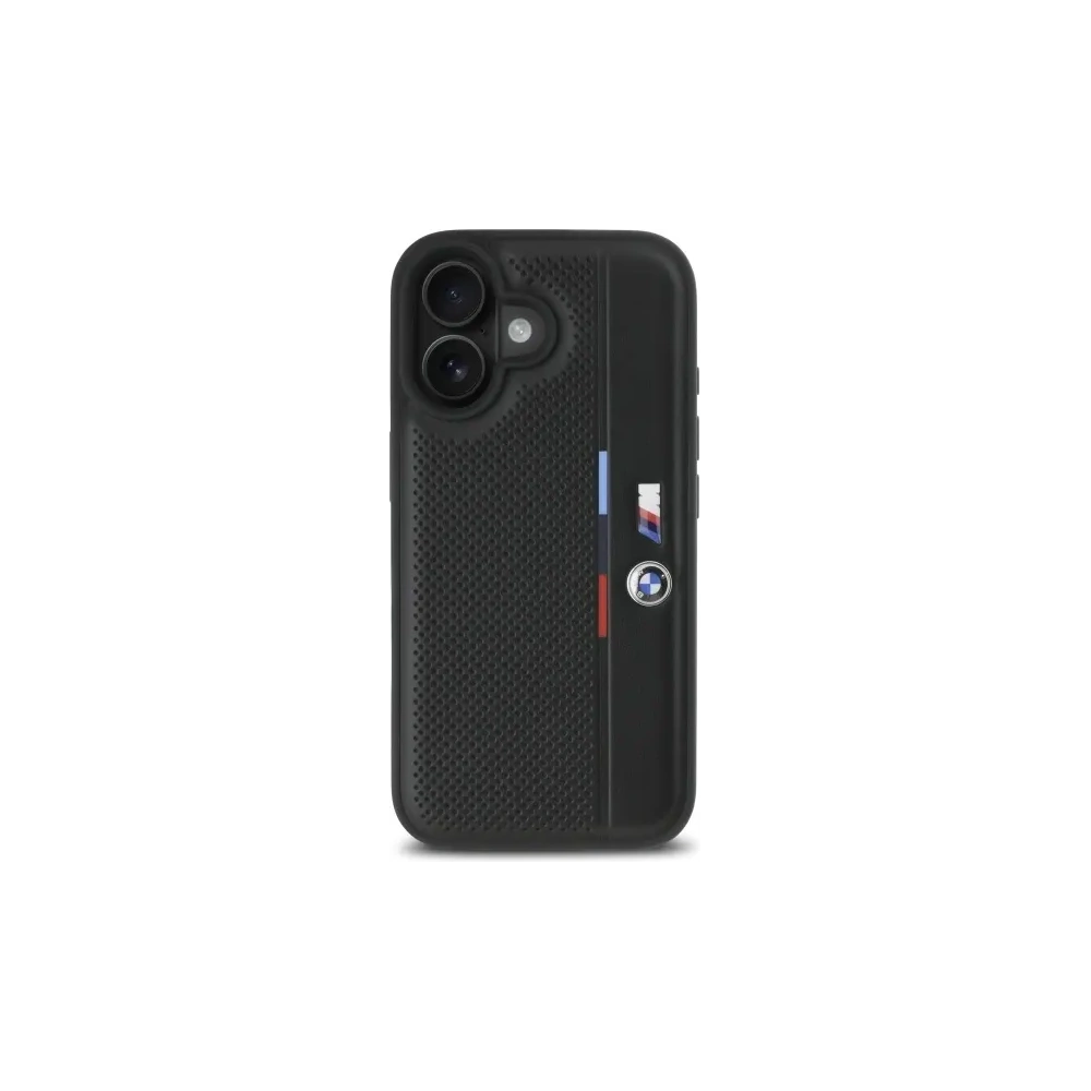 Etui BMW BMHCP16S23PUPVK Apple iPhone 16 hardcase M Perforated Tricolor Detail Line czarny/black