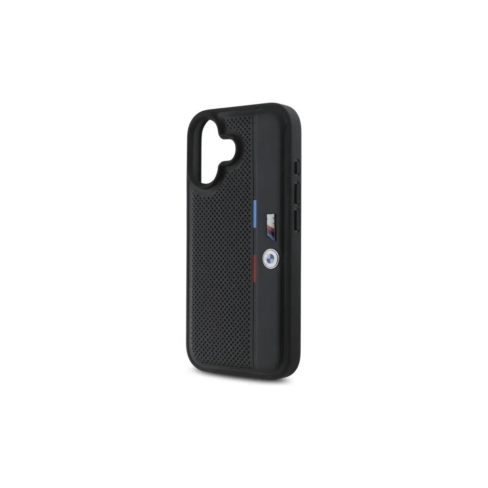 Etui BMW BMHCP16S23PUPVK Apple iPhone 16 hardcase M Perforated Tricolor Detail Line czarny/black