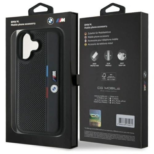 Kup BMW BMHCP16S23PUPVK Apple iPhone 16 hardcase M Detaliu perforat tricolor linie negru - BMW757 - {ean13} - Sklep Home Screen