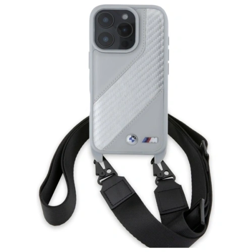 Kup BMW BMHCP16X23PSCCG Apple iPhone 16 Pro Max Hardcase M Edition Carbon Stripe & Strap grau - BMW762 - {ean13} - Sklep Home Screen