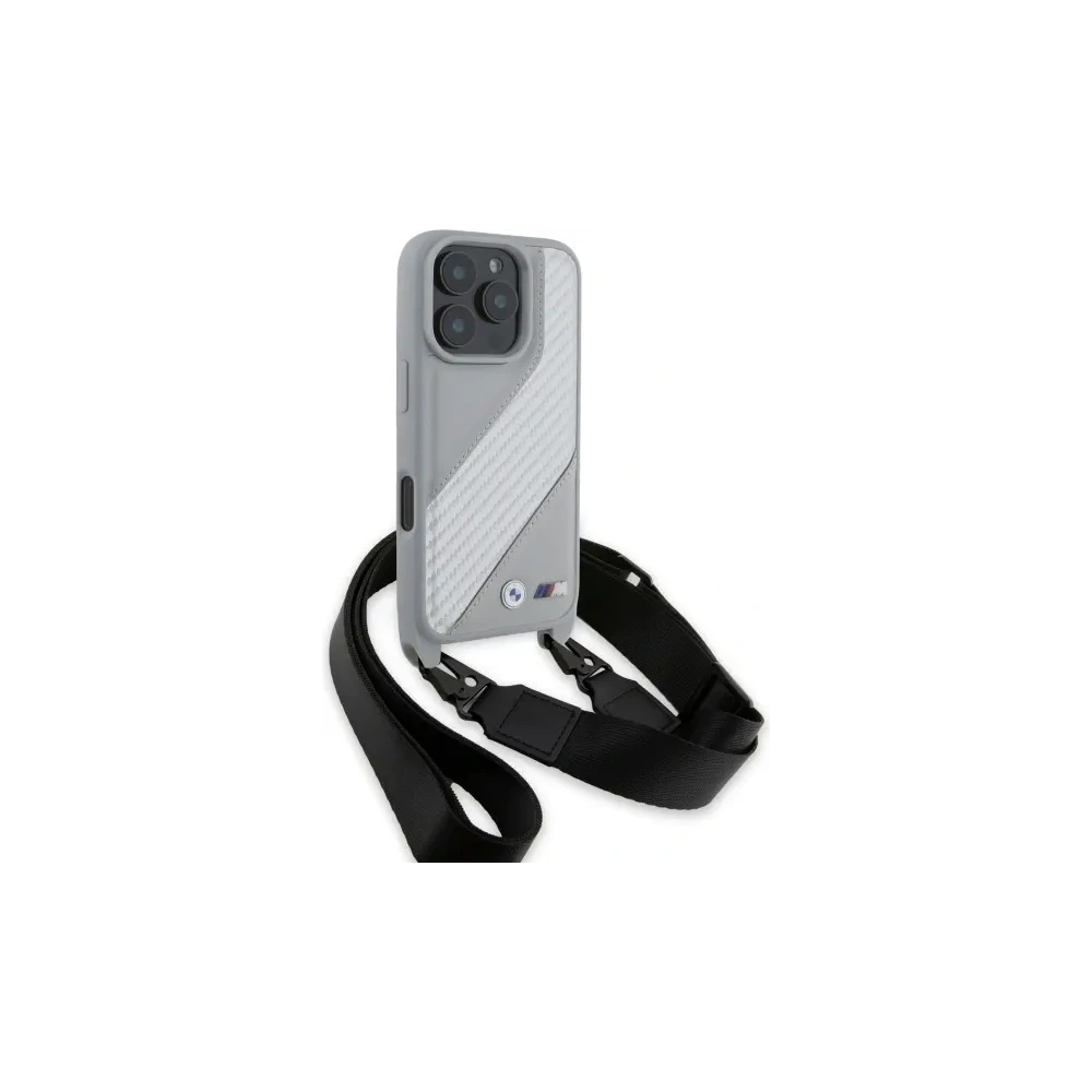 Etui BMW BMHCP16X23PSCCG Apple iPhone 16 Pro Max hardcase M Edition Carbon Stripe & Strap szary/grey