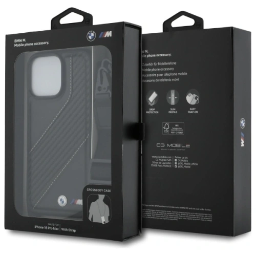 Kup BMW BMHCP16X23PSCCK Apple iPhone 16 Pro Max Hardcase M Edition Carbon Stripe & Strap schwarz - BMW763 - {ean13} - Sklep Home Screen