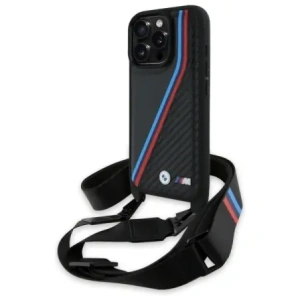 Buy BMW BMHCP16X23PSVTK Apple iPhone 16 Pro Max hardcase M Edition Carbon Tricolor Lines & Strap black - BMW764 - {ean13} - Home Screen Store Europe