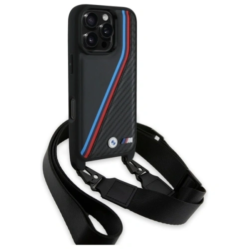 Kup Etui BMW BMHCP16X23PSVTK Apple iPhone 16 Pro Max hardcase M Edition Carbon Tricolor Lines & Strap černý/black - BMW764 - {ean13} - Sklep Home Screen