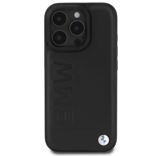 Buy BMW BMHCP16XSLLBK Apple iPhone 16 Pro Max hardcase Leather Hot Stamp black - BMW769 - {ean13} - Home Screen Store Europe